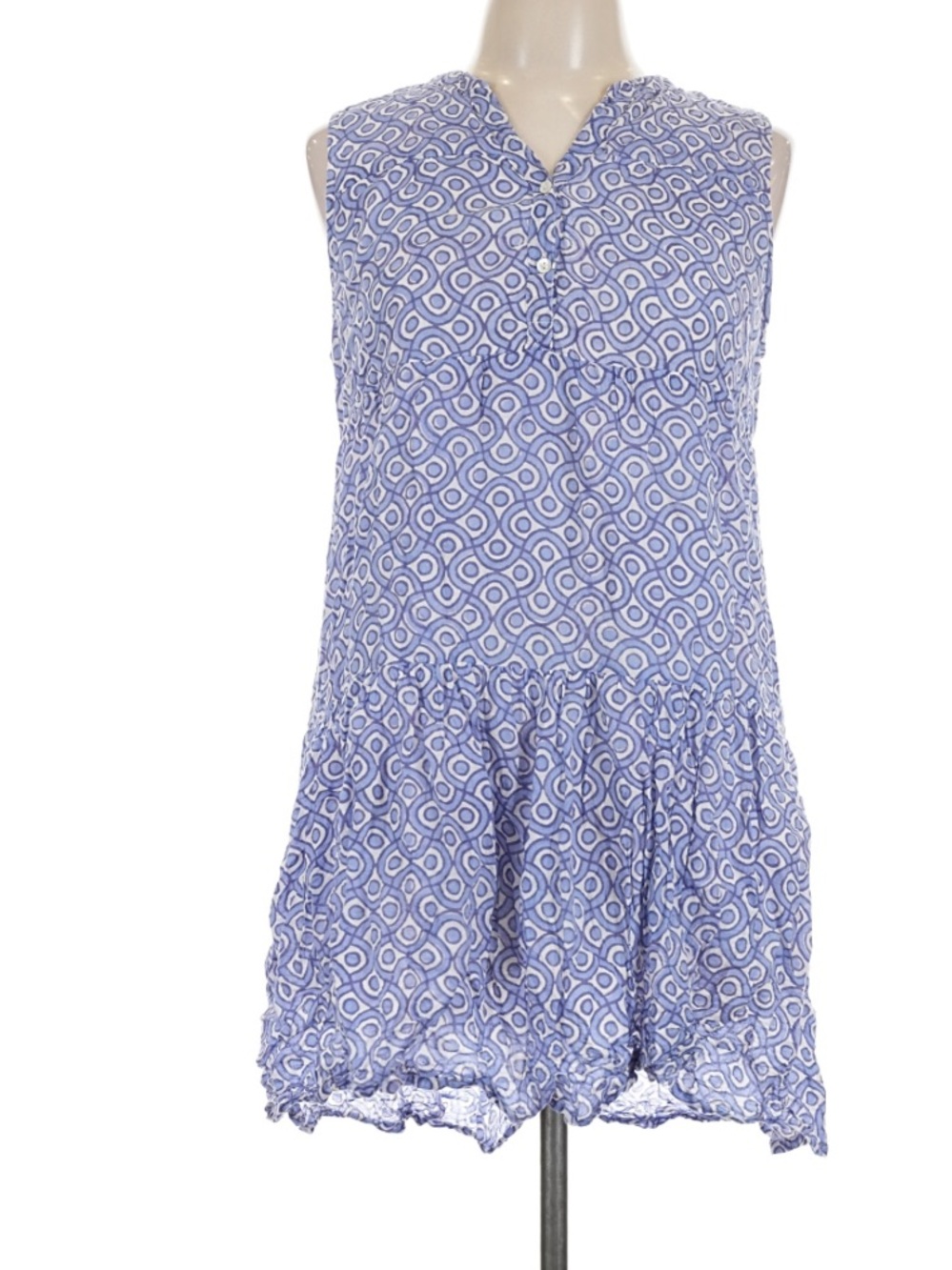 Oliphant Blue and White Casual Cotton Mini Dress Size large